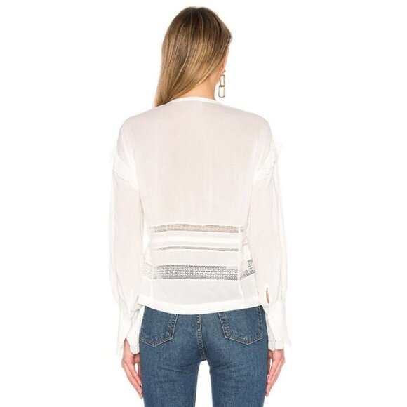 IRO White Keola sheer panelled lace button up Blouse size 40 - Picture 3 of 14